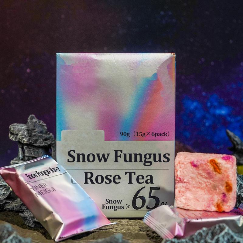 Sparrow‘s Nest Snow Fungus Rose Tea 90g(15g×6pack) 65% Snow Fungus Rose Goji Edible Bird's Nest Peach