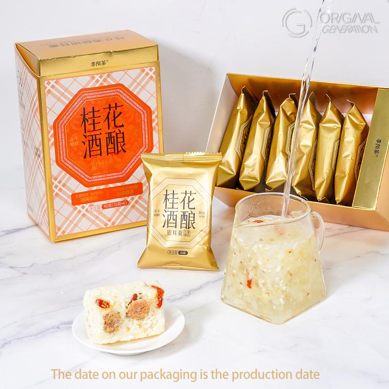 Sweet Soup with Osmanthus, Tremella and Rice Wine 90g( 6pcs×15g)With Osmanthus,Snow Fungus,Rock Sugar,Jujube,Wolfberry,Sticky Rice