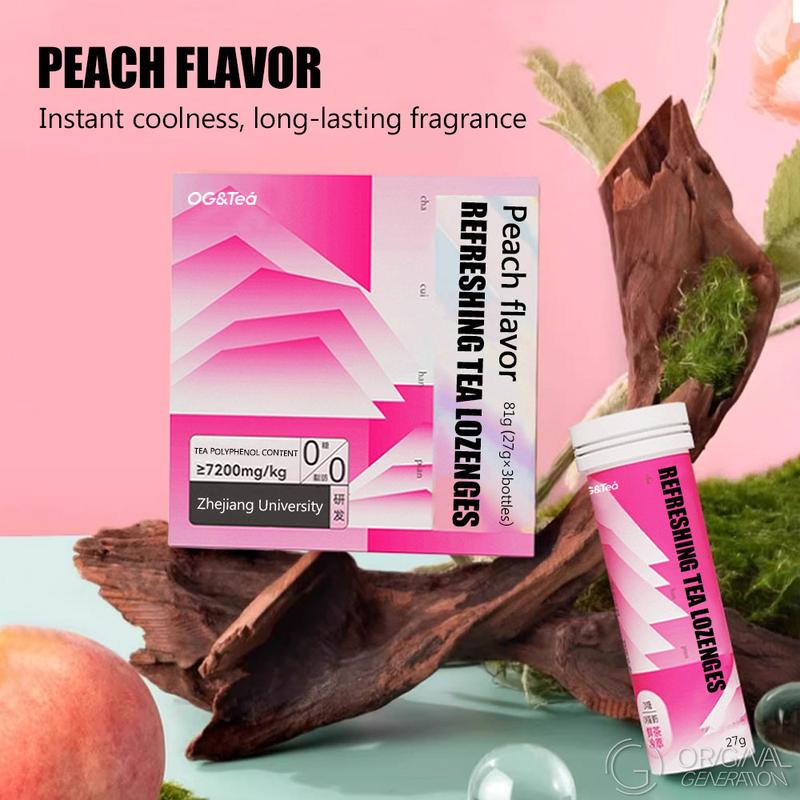 Peach oolong Refreshing Tea Lozenges (27g per bottle ,3 bottles in a carton ,81g for one carton)