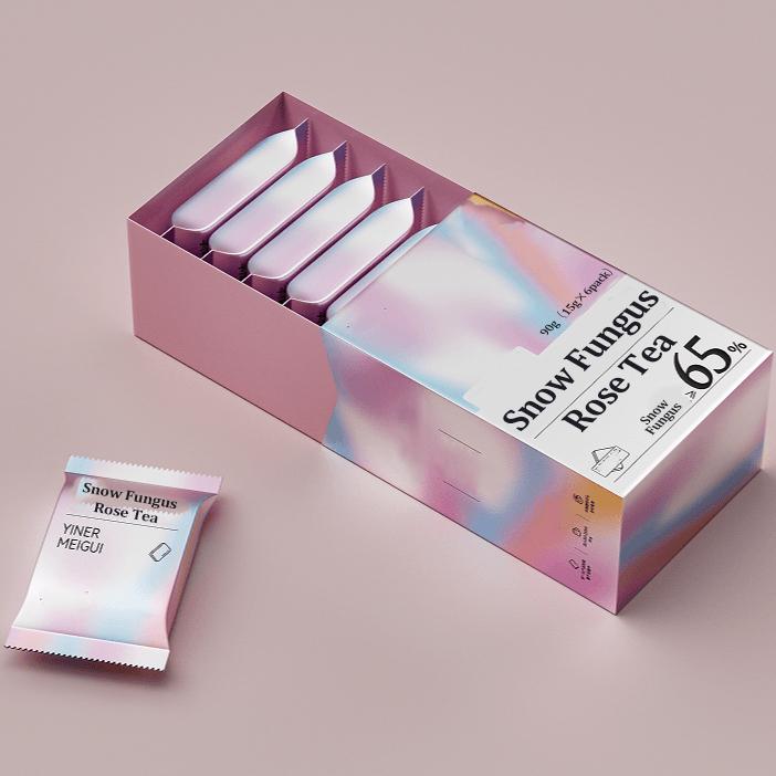 Sparrow‘s Nest Snow Fungus Rose Tea 90g(15g×6pack) 65% Snow Fungus Rose Goji Edible Bird's Nest Peach