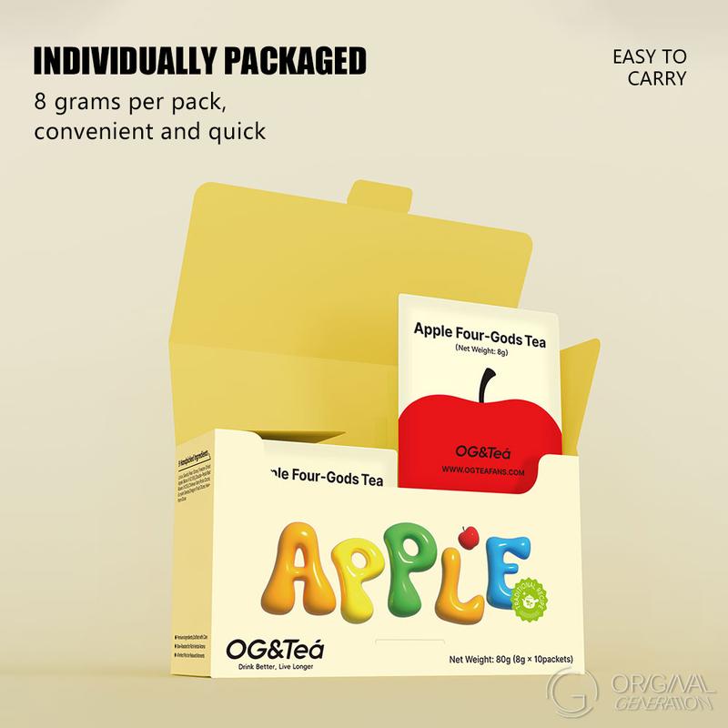 Apple Four God Tea 80g (8g x 10 packs) With Lotus Seed, Pear, Apple, Rose, Chinese Yam, Poria Cocos, Gorgon Fruit, Dragon Fruit, Hawthorn