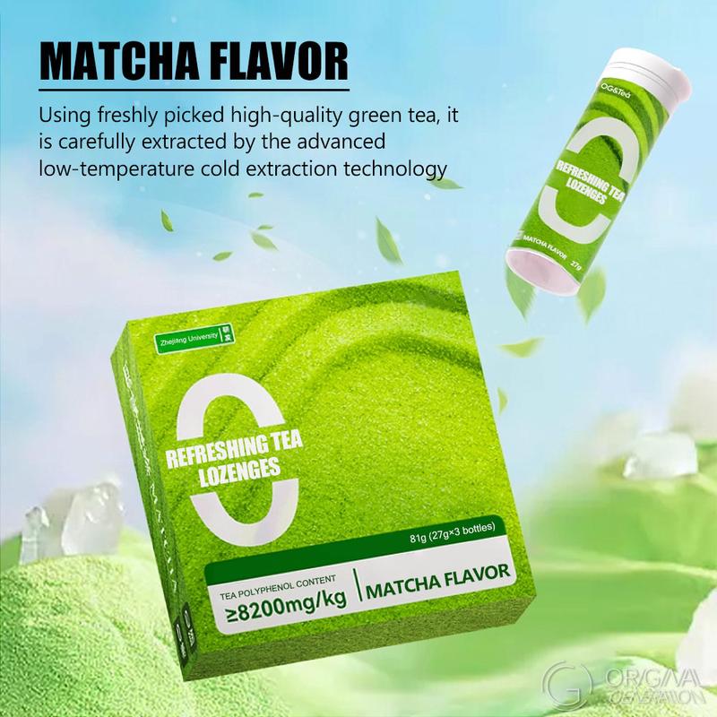 Matcha Refreshing Tea Lozenges (27g per bottle ,3 bottles in a carton ,81g for one carton)