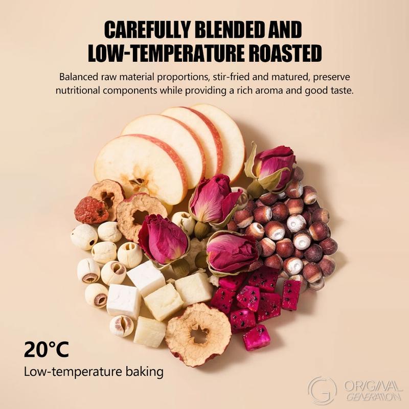 Apple Four God Tea 80g (8g x 10 packs) With Lotus Seed, Pear, Apple, Rose, Chinese Yam, Poria Cocos, Gorgon Fruit, Dragon Fruit, Hawthorn